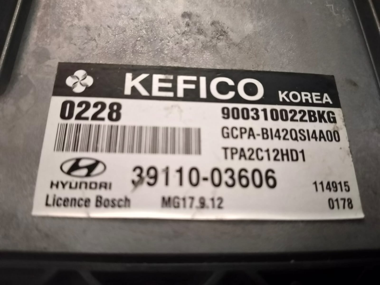39110-03606 hyundai kia i10 PETROL ECM - Image 2